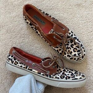 Sperry Top Sider Cheetah Leopard haircalf Boat Deck Leather Loafers